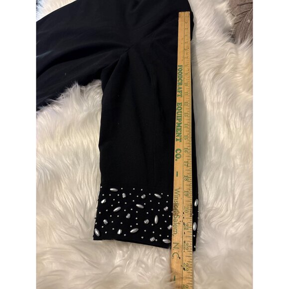 Open Front Blazer XL Maggie Barnes Black Womens Beaded cuffed sleeves Designer - Picture 6 of 12